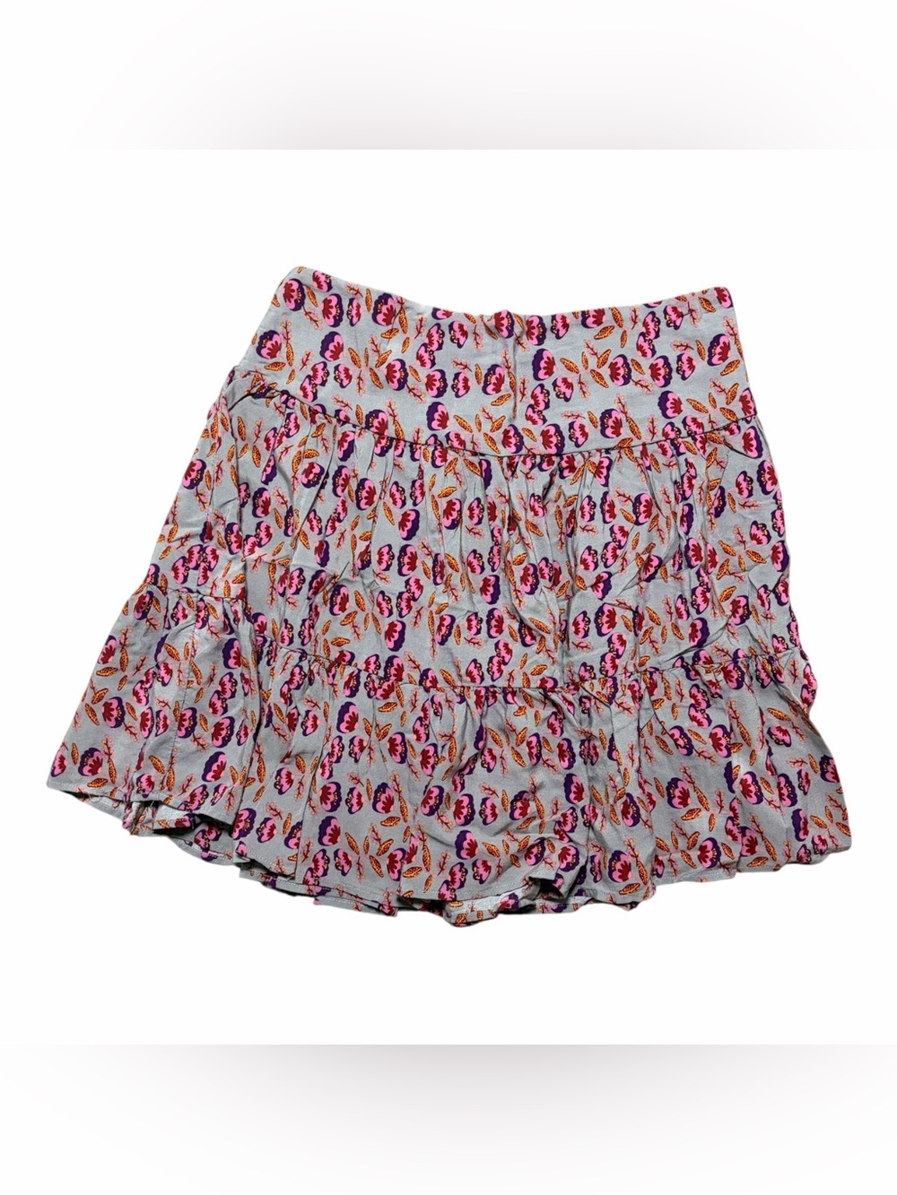 Natural Life Tiered Gray Butterfly Skirt Size Large